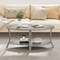 Grey Rubber Wood 2-Tier Coffee Table with Open Shelf and Rustic Design